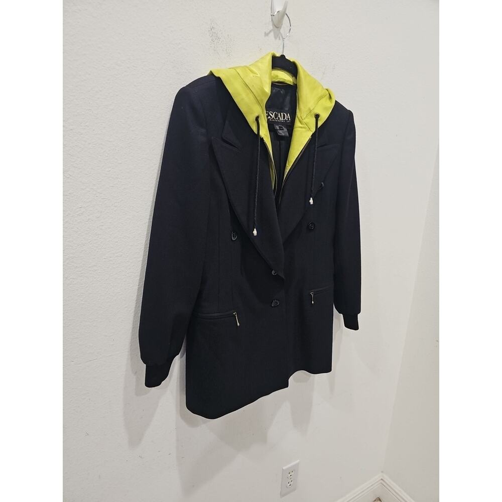 Escada Margaretha Ley Wool Black Jacket Blazer Removable Hoodie S - Picture 4 of 14
